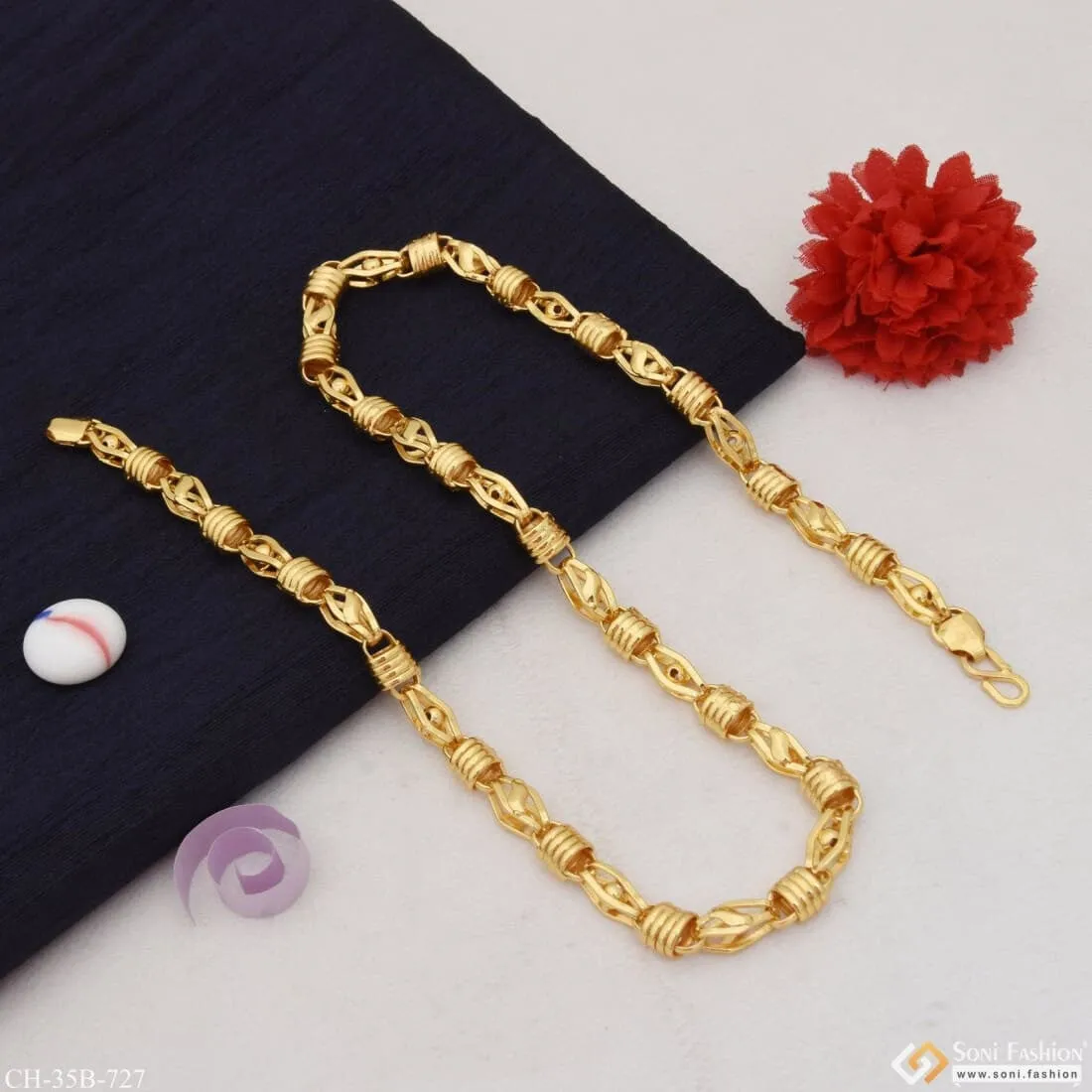 1 Gram Gold Forming Kohli Best Quality Attractive Design Chain For Men - Style B727