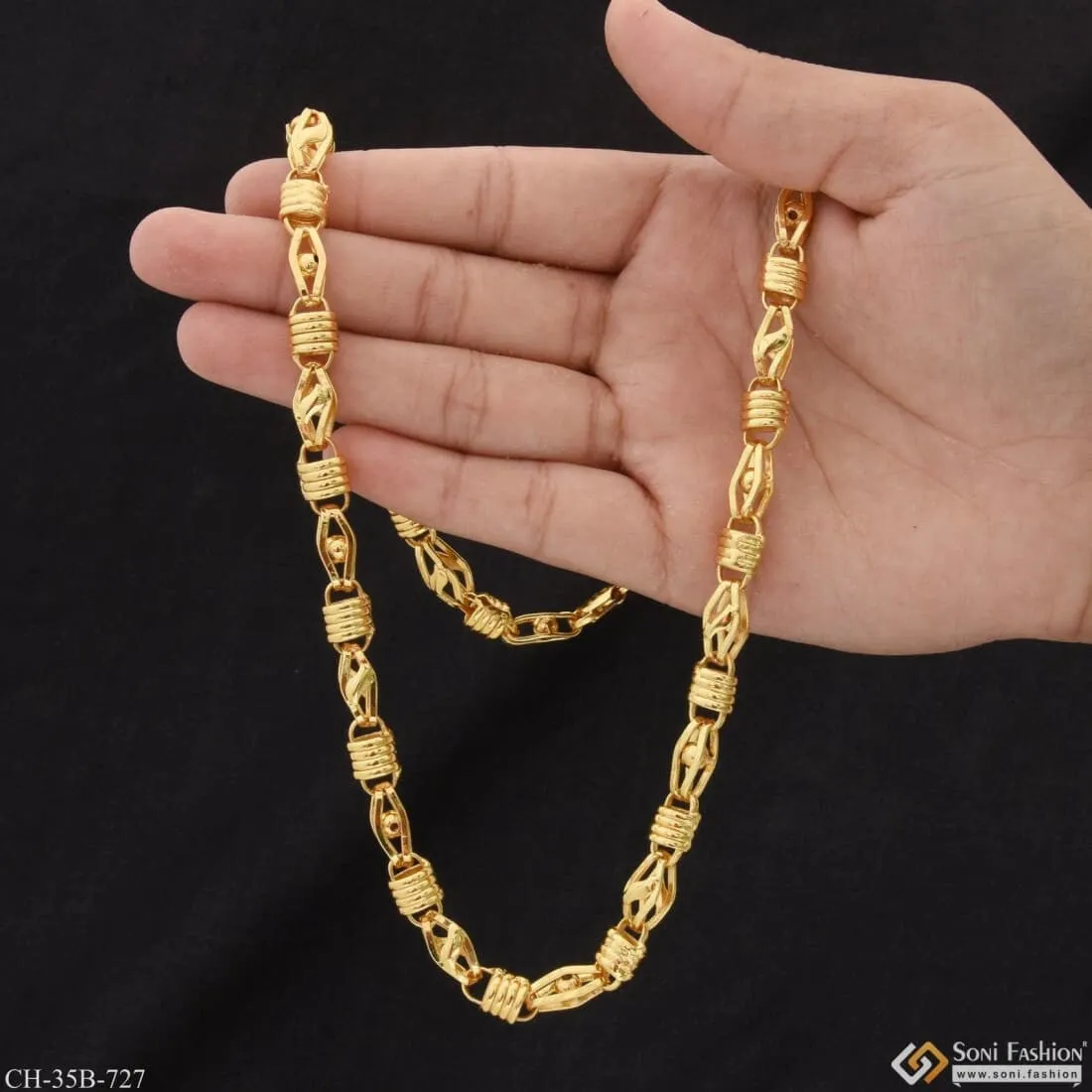 1 Gram Gold Forming Kohli Best Quality Attractive Design Chain For Men - Style B727