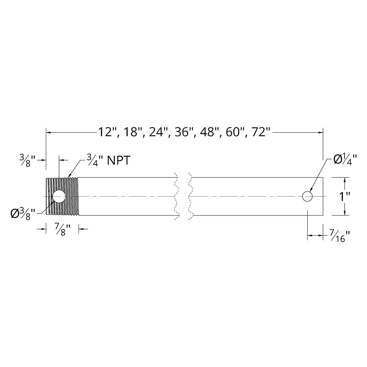 12" Ceiling Fan Extension Downrod