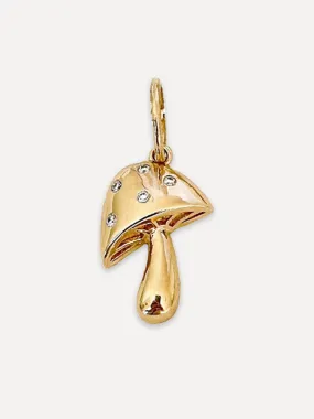 14K Diamond Mushroom Charm