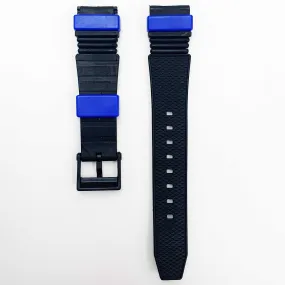 18MM PVC Plastic Watch Band Black Blue for Casio Timex Seiko Citizen Iron Man Watches