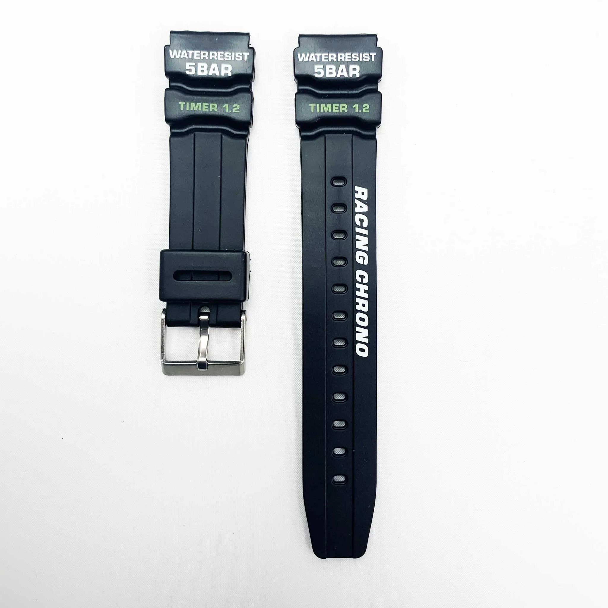 20MM PVC Plastic Watch Band Black 5Bar for Casio Timex Seiko Citizen Iron Man Watches