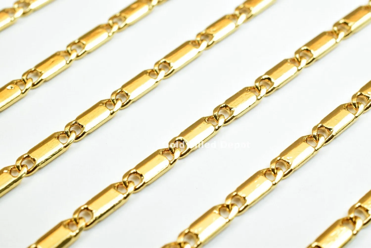 3 Foot 18K Gold Filled Look, Bar Chain Size 2.1mm Gold Filled Look, Findings Chain For Jewelry Making GFC031