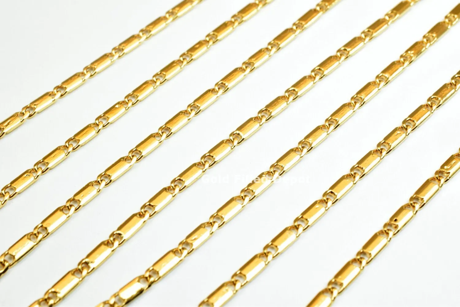 3 Foot 18K Gold Filled Look, Bar Chain Size 2.1mm Gold Filled Look, Findings Chain For Jewelry Making GFC031