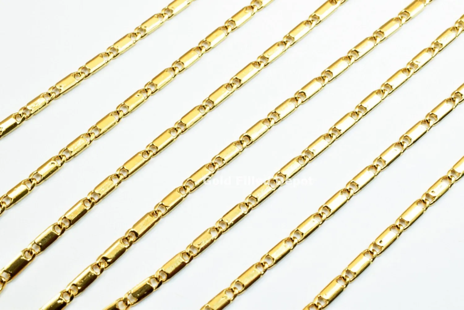 3 Foot 18K Gold Filled Look, Bar Chain Size 2.1mm Gold Filled Look, Findings Chain For Jewelry Making GFC031