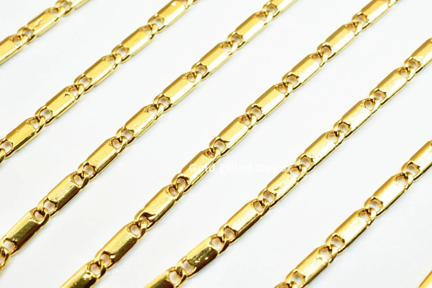 3 Foot 18K Gold Filled Look, Bar Chain Size 2.1mm Gold Filled Look, Findings Chain For Jewelry Making GFC031