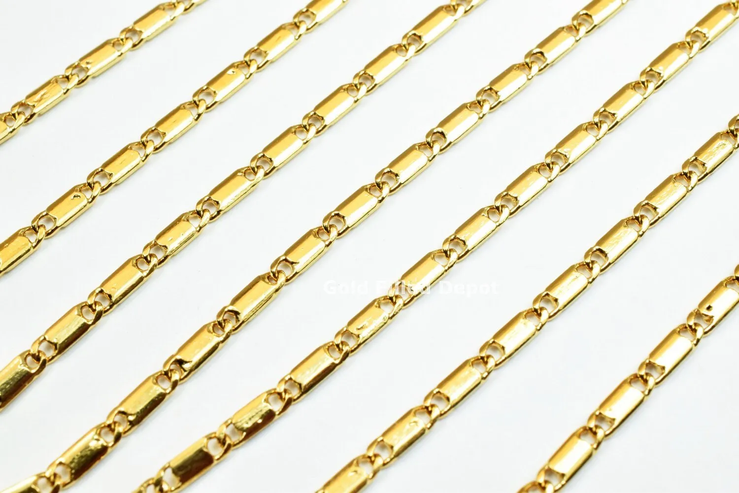 3 Foot 18K Gold Filled Look, Bar Chain Size 2.1mm Gold Filled Look, Findings Chain For Jewelry Making GFC031