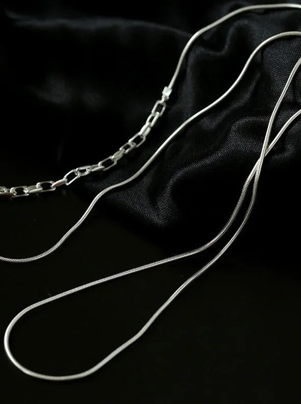 925 Silver Chain Double Y Long Necklace