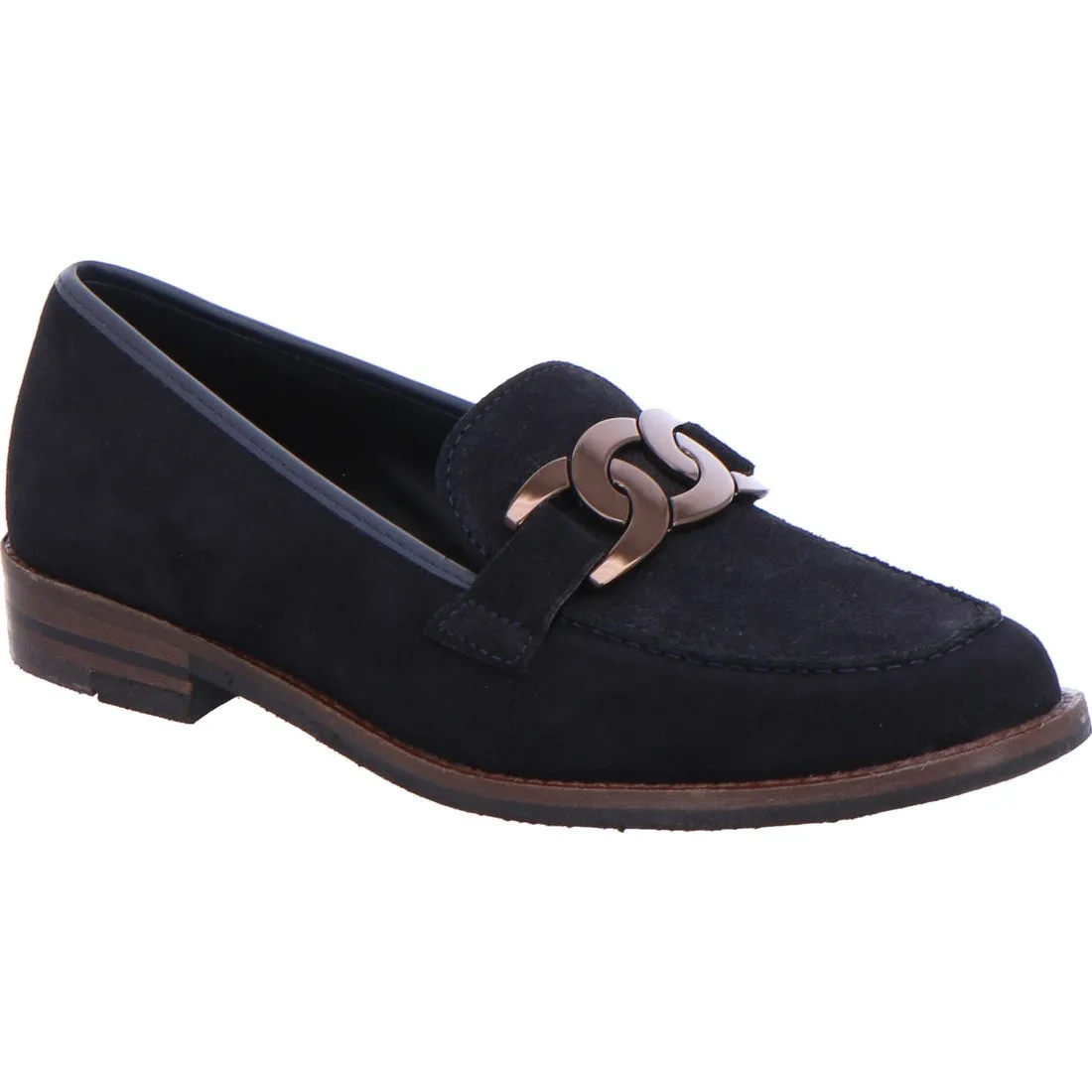 Ara Ladies Kent Buckle Trim Suede Loafer