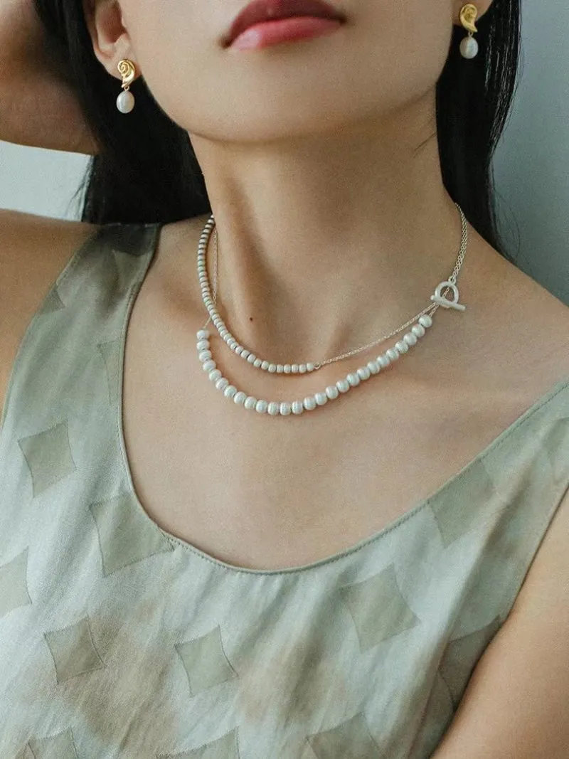 Brushed Ball Long Multi-Layer Wrap OT Chain Necklace