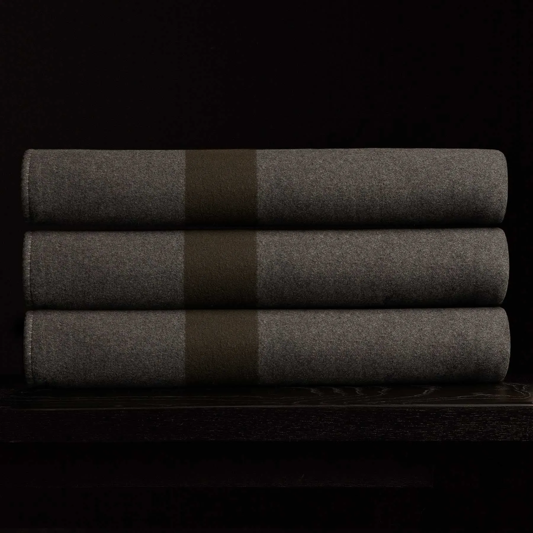 Brushed Cashmere Wool Surplus Blanket - Charcoal/Marsh