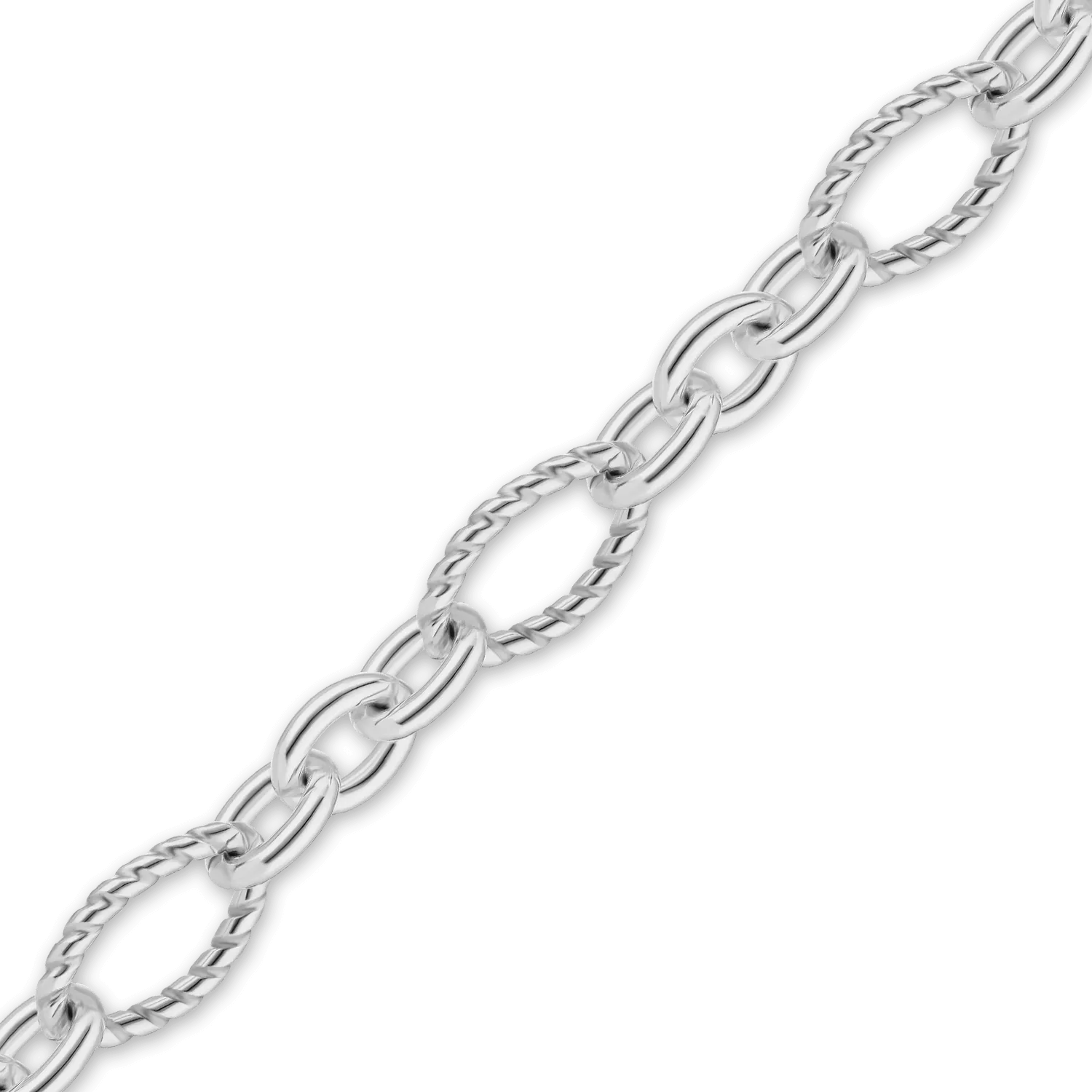 Bulk / Spooled Figaro Baroque Twist Cable Chain in Sterling Silver (3.00 mm - 7.40 mm)