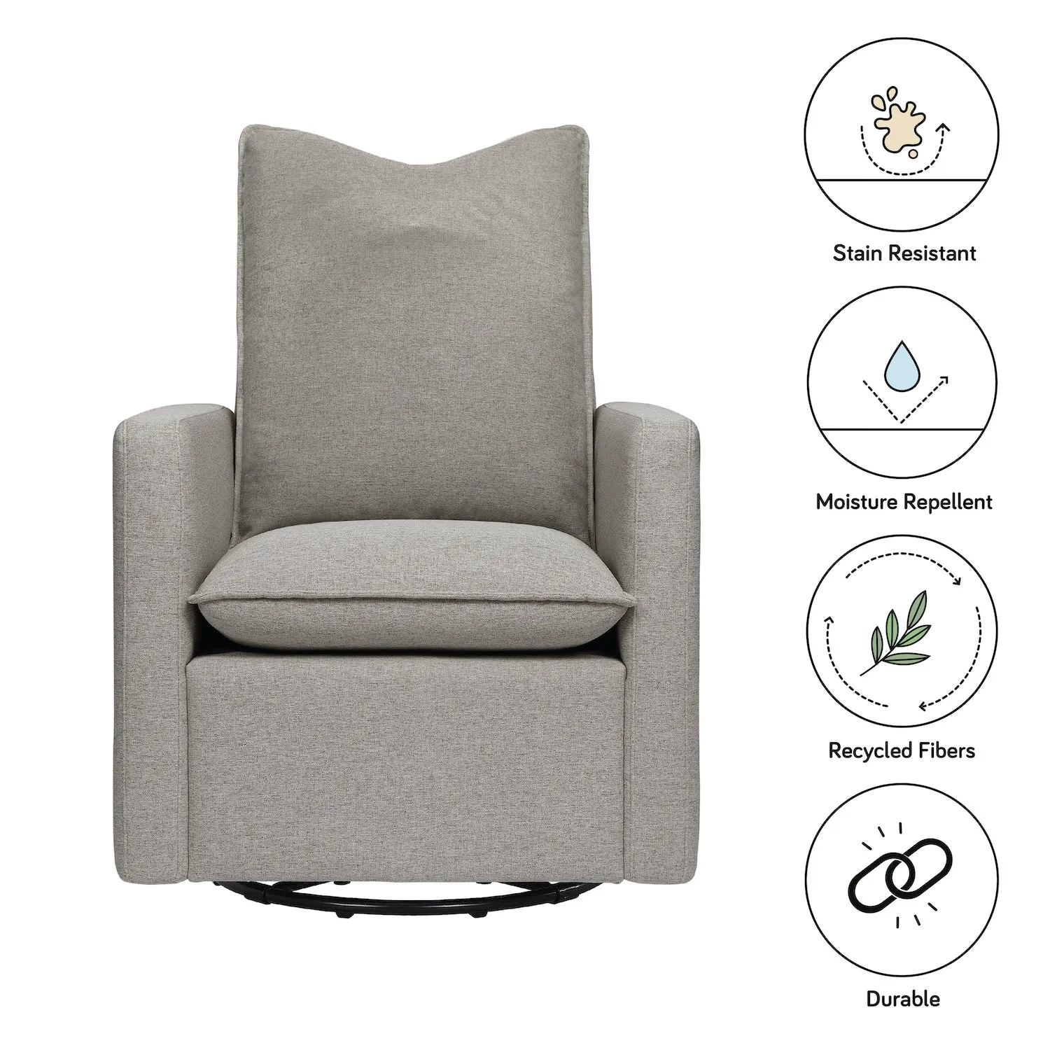 Cali Pillowback Swivel Glider in Eco-Performance Fabric