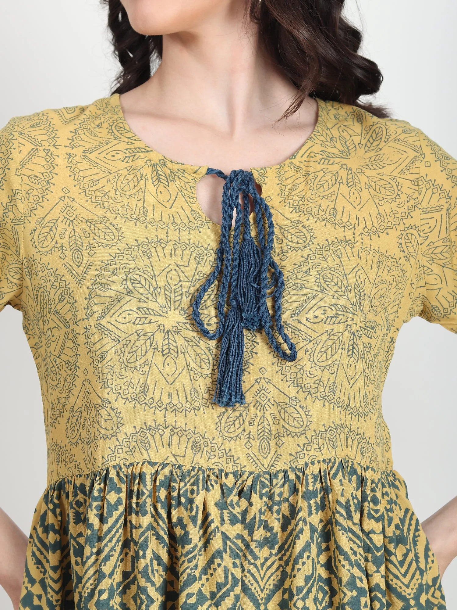 Camille Green hand block printed Top