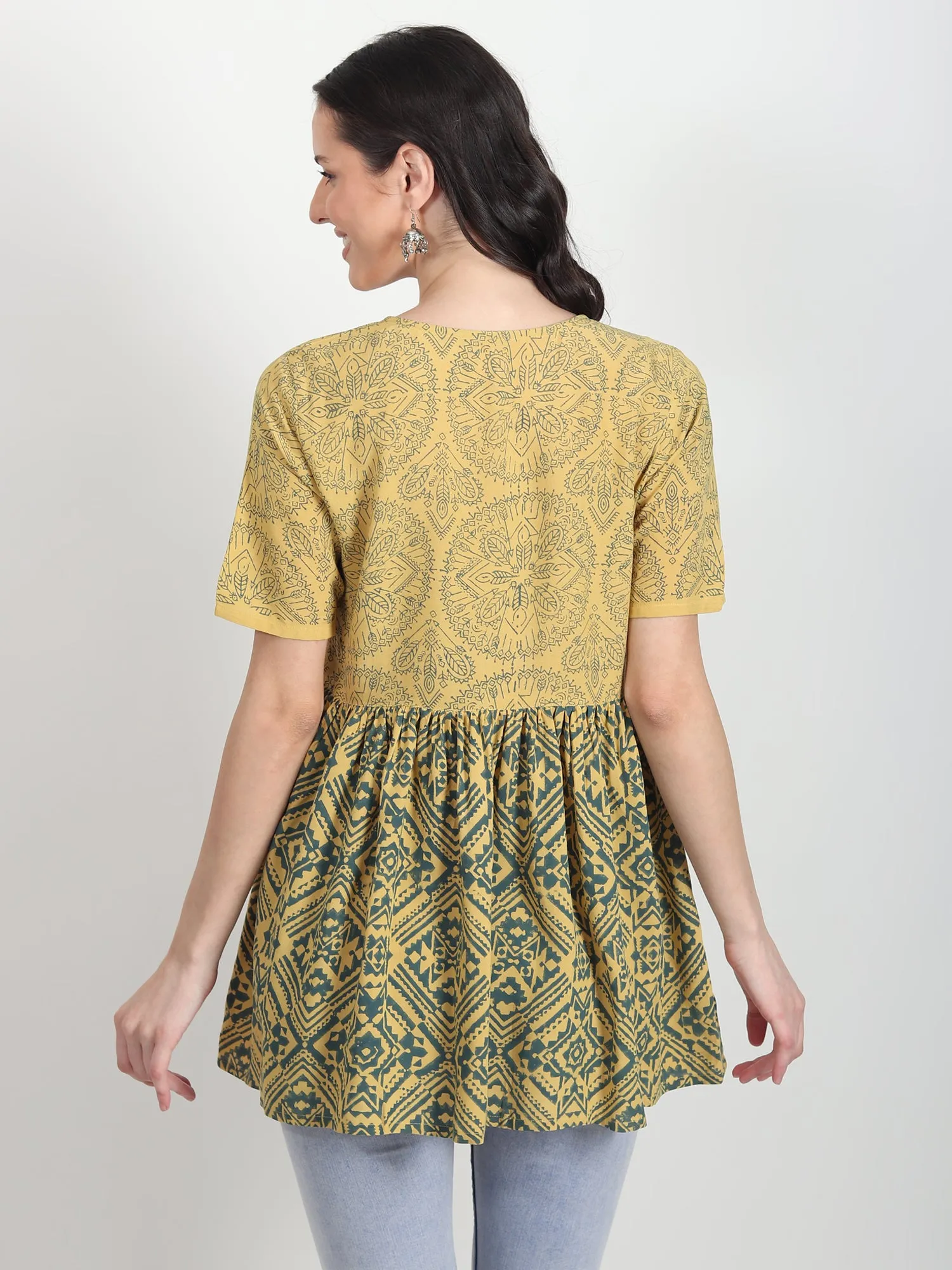 Camille Green hand block printed Top