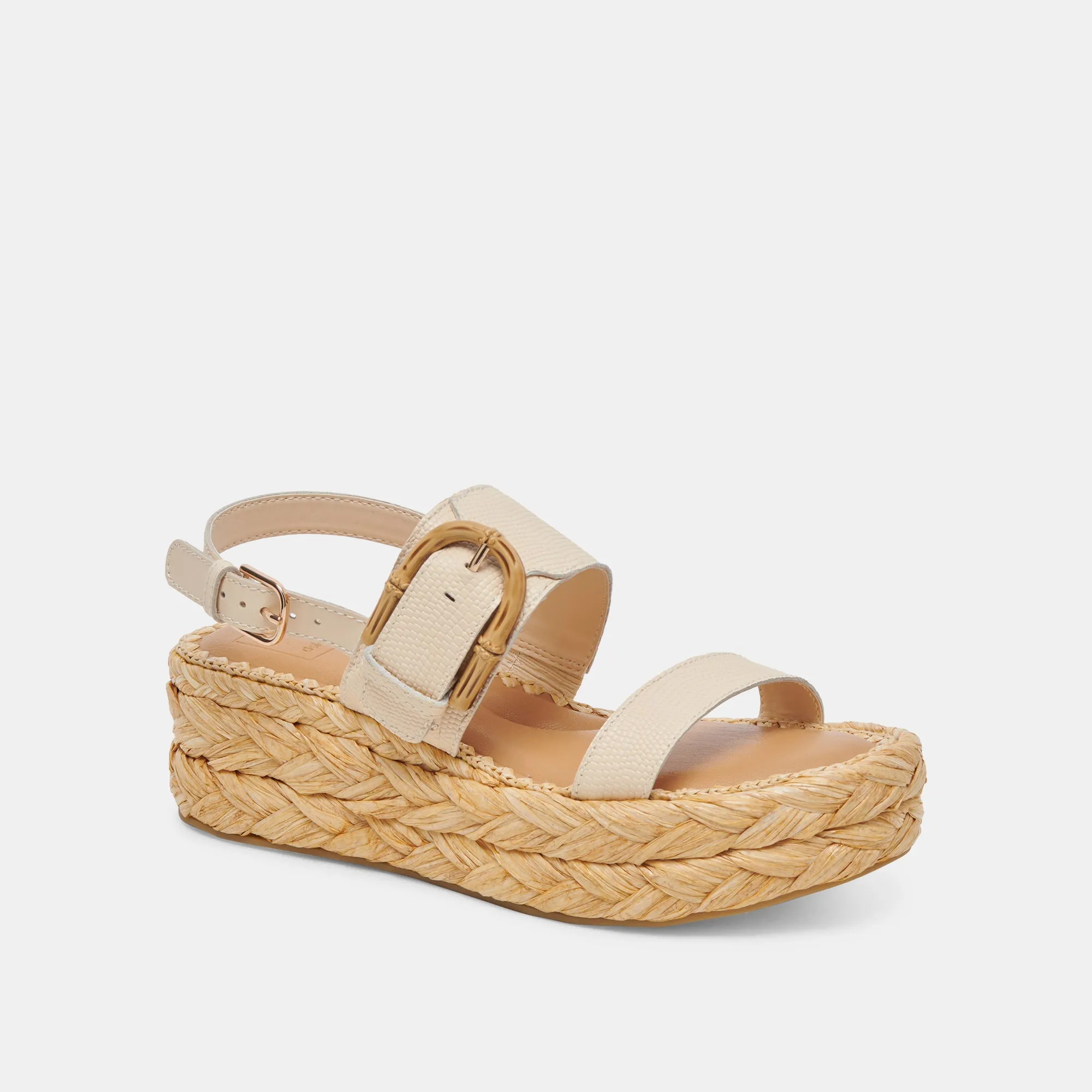 CHERA SANDALS BONE EMBOSSED LEATHER