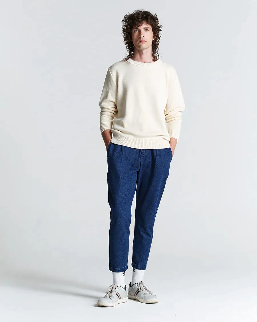 COTTON ROUND NECK SWEATER - ECRU