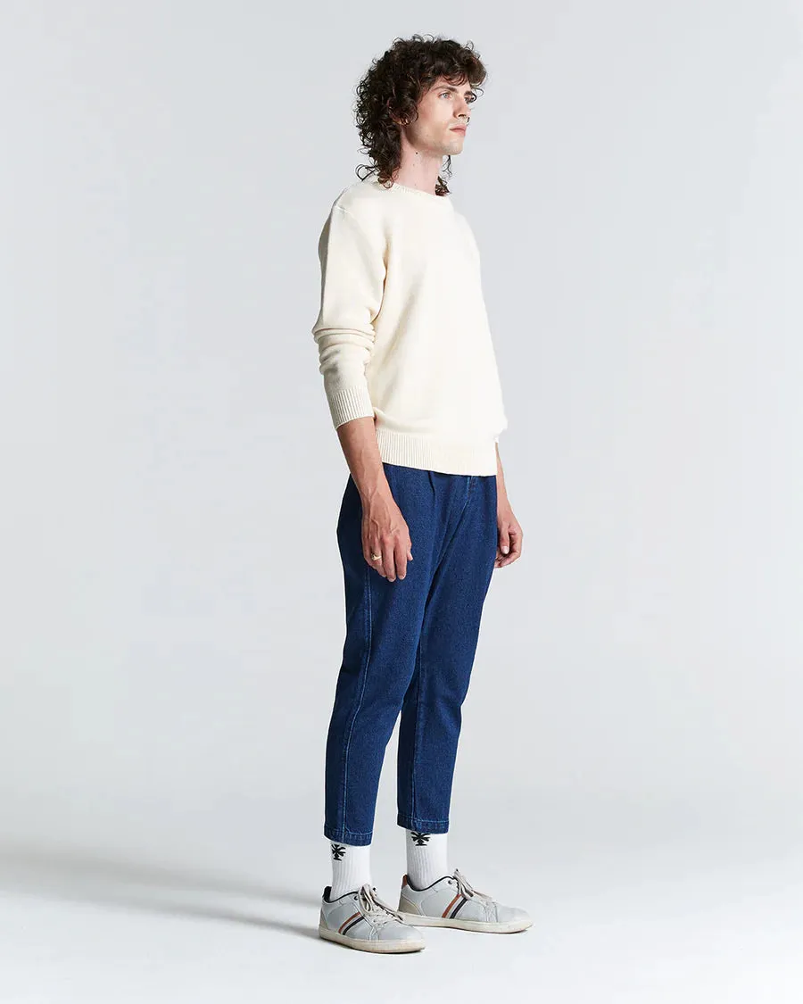 COTTON ROUND NECK SWEATER - ECRU