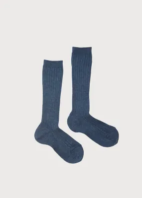 Denim Ribbed Knee-High Socks (3mths-8yrs)