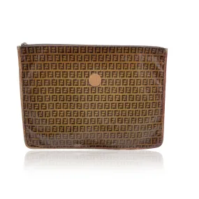 Fendi Vintage Brown Monogram Vinyl Canvas Portfolio Clutch Bag