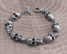 Flat Skull large Pewter Bracelet