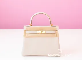 Hermes Craie Off White GHW Togo Kelly 28 Handbag