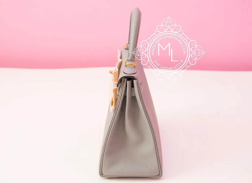 Hermes Gris Mouette GHW Togo Kelly 28 Handbag