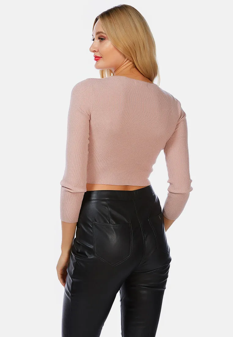 Long Sleeve Drawstring Ruched Top