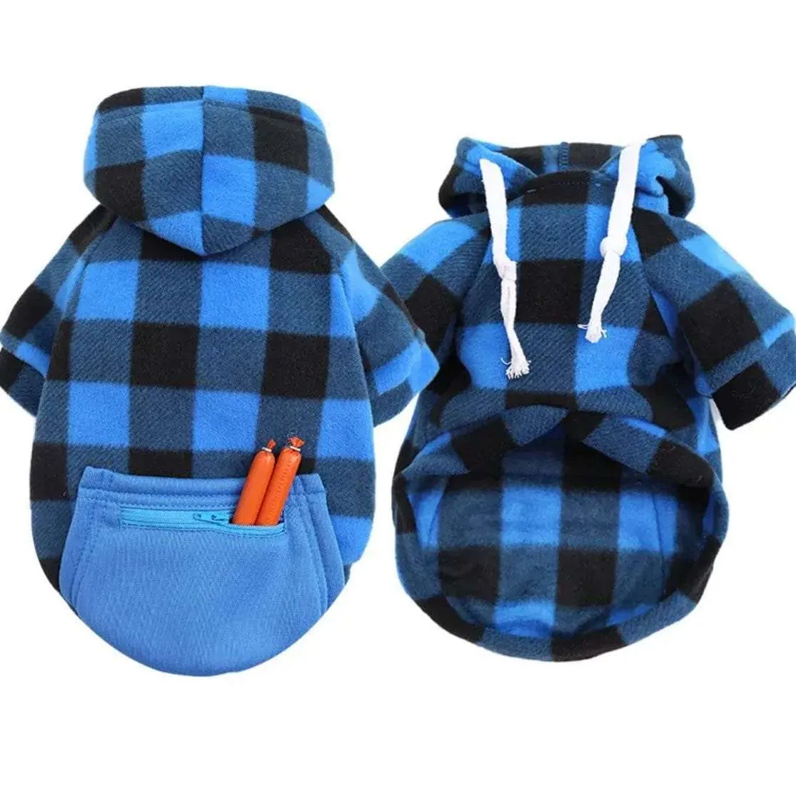 Plaid Hoodie With Zipper Pocket