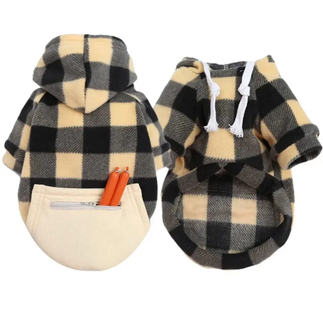 Plaid Hoodie With Zipper Pocket