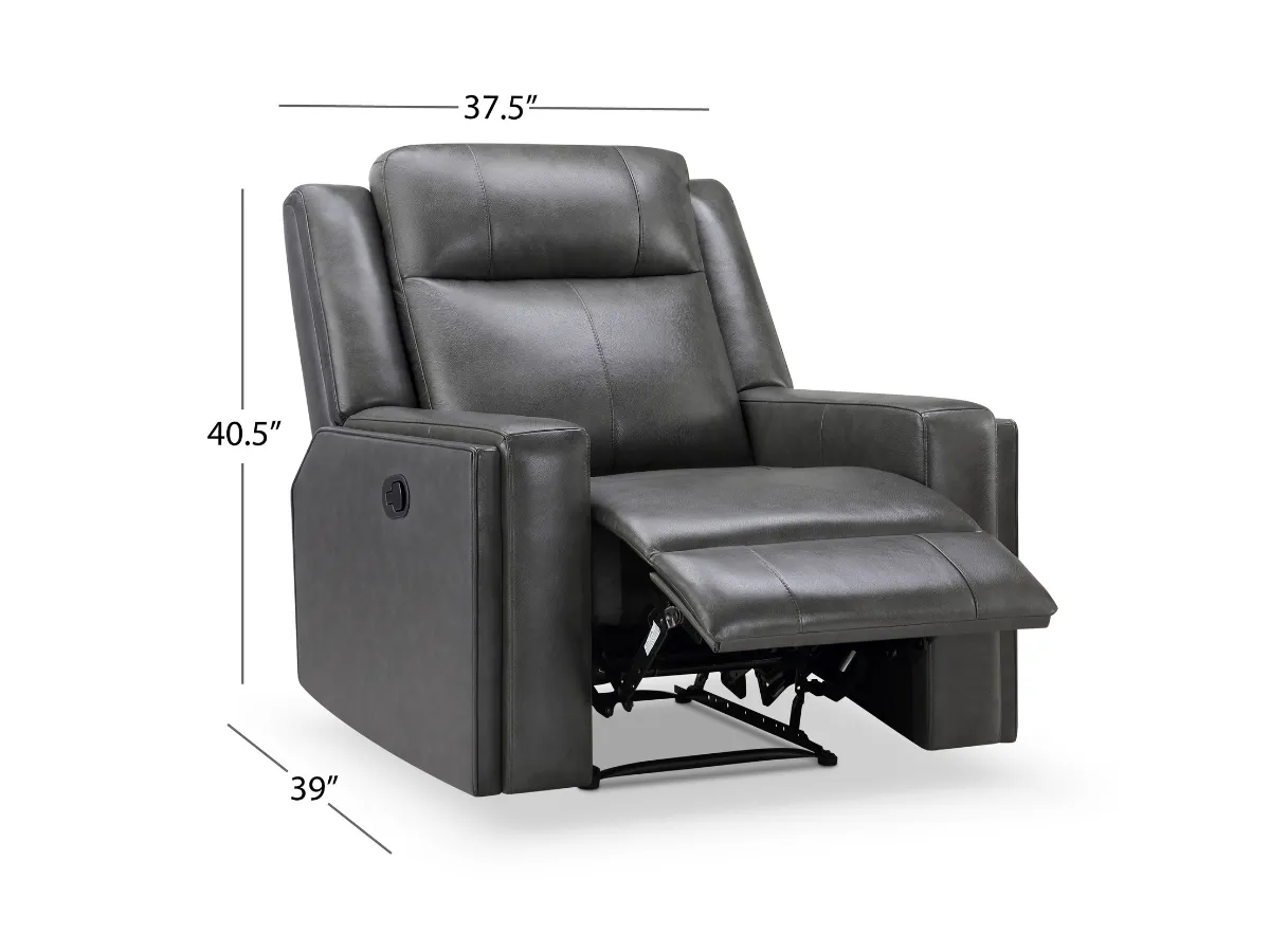 Rhodes 3-pc Top-Grain Leather Manual Reclining Set