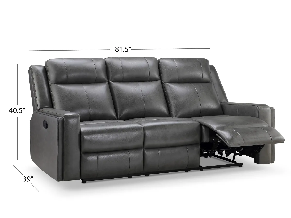 Rhodes 3-pc Top-Grain Leather Manual Reclining Set