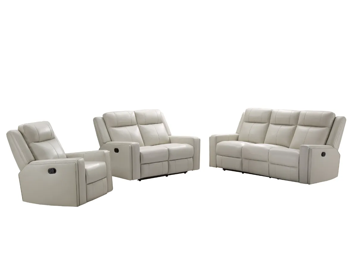 Rhodes 3-pc Top-Grain Leather Manual Reclining Set