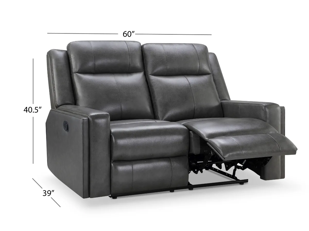 Rhodes Top-Grain Leather Manual Reclining Loveseat