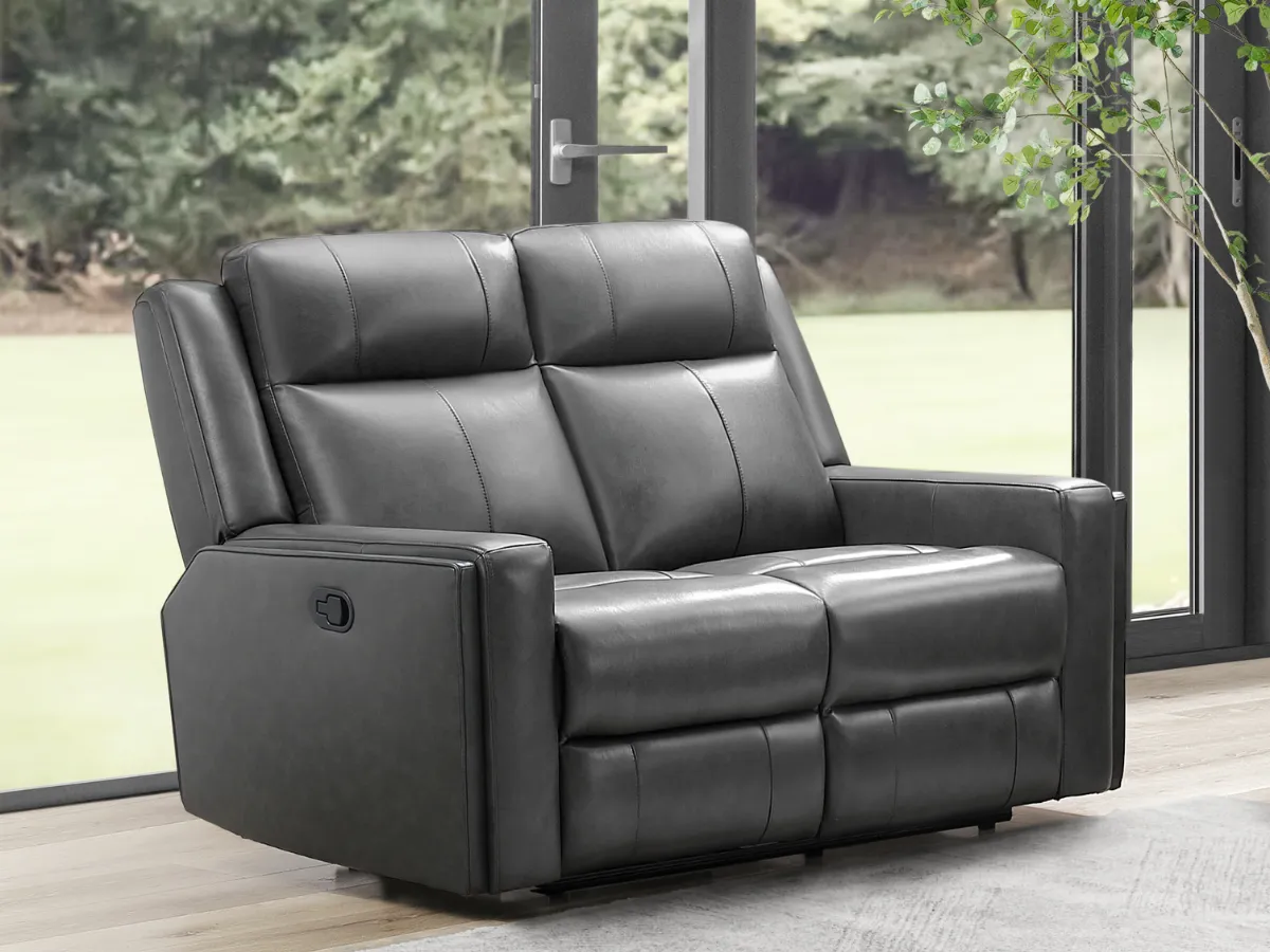 Rhodes Top-Grain Leather Manual Reclining Loveseat