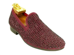 Studded Suede Slip-On Loafer Burgundy