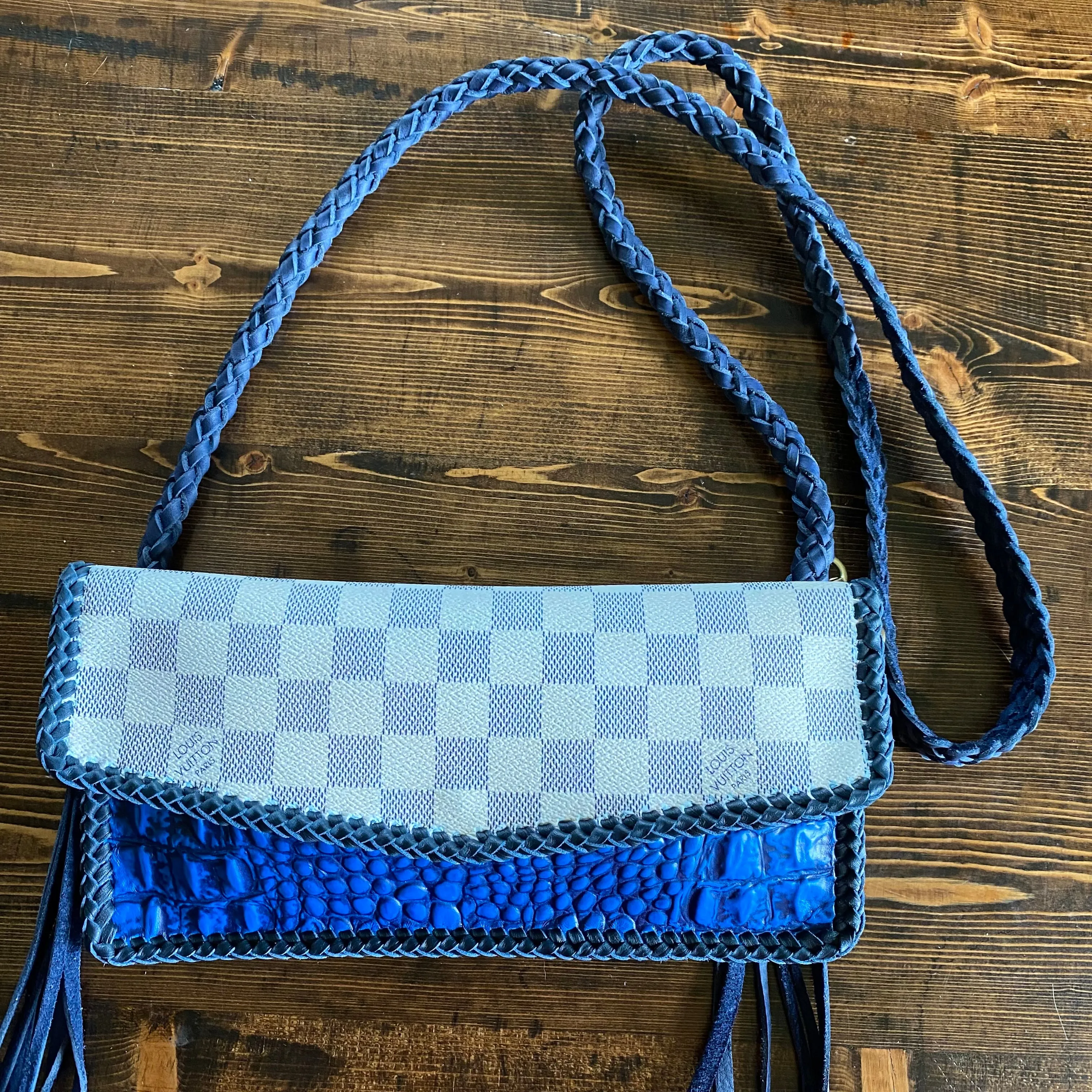 The Crane - Damier and Blue Vintage Crossbody Bag