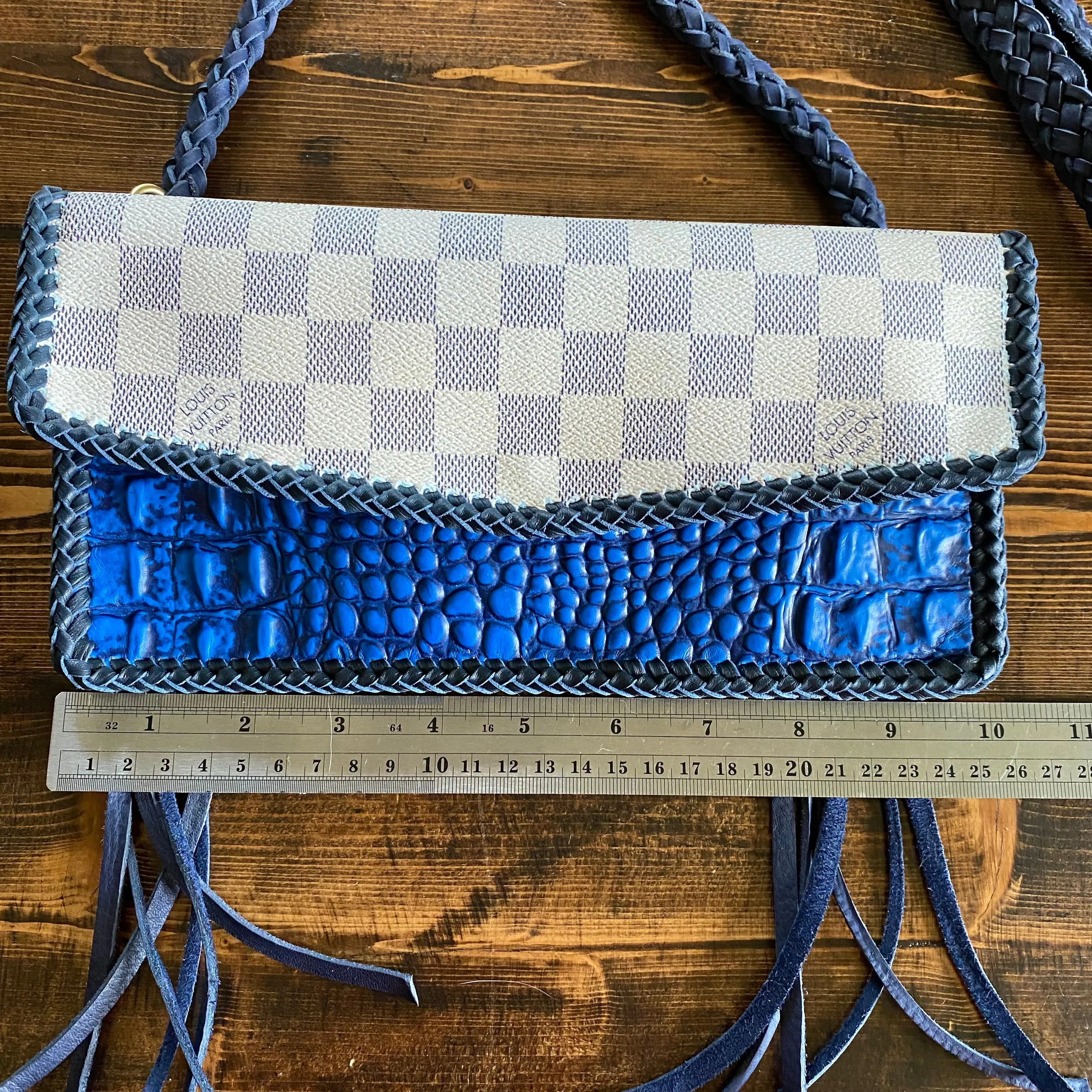 The Crane - Damier and Blue Vintage Crossbody Bag