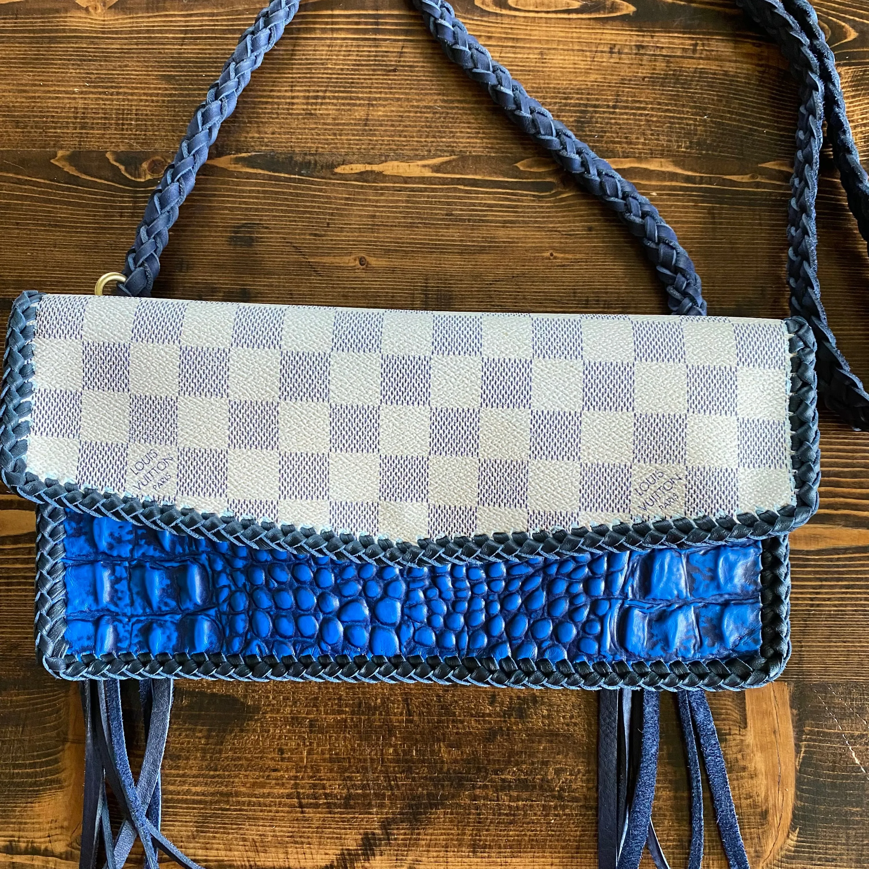 The Crane - Damier and Blue Vintage Crossbody Bag