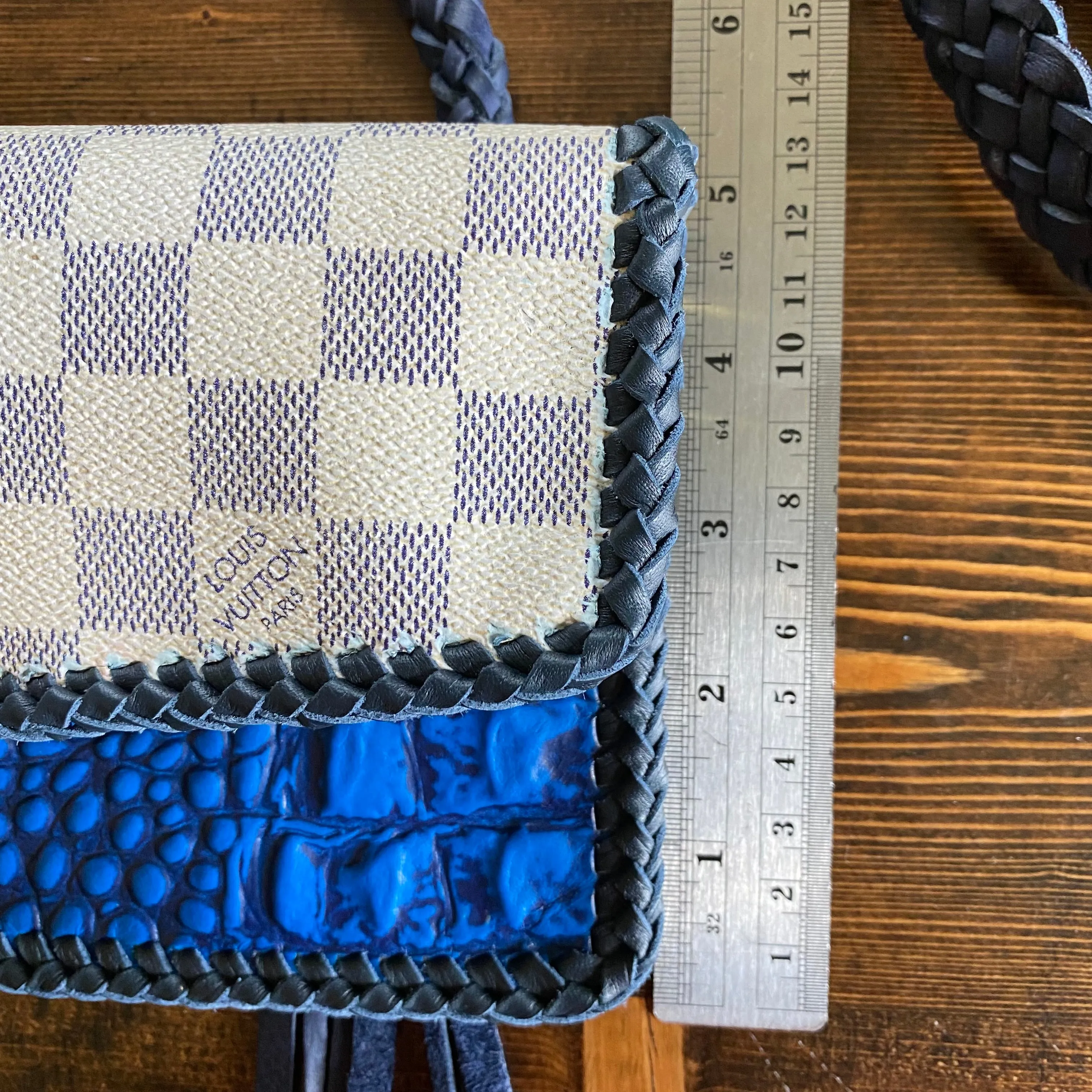 The Crane - Damier and Blue Vintage Crossbody Bag