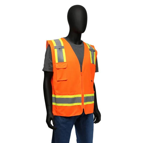 West Chester 47216 Class 2, Two Tone Surveyor Safety Vest, Zipper